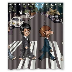 Pinghai - Cortina De Ducha De The Beatles Abbey Road, Juego De Cortinas De Baño Con Ganchos, Tamaño 60 X 72 Pulgadas