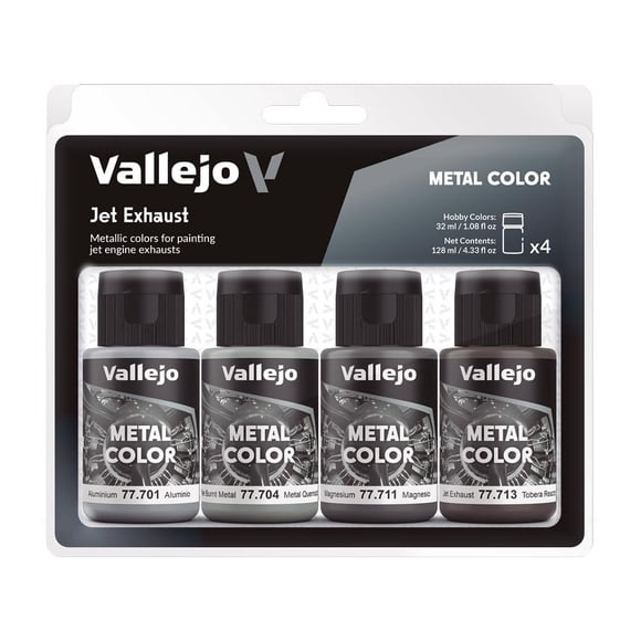 Set de pinturas Vallejo Metal Color Jet Exhaust, 4 botellas, 32 ml