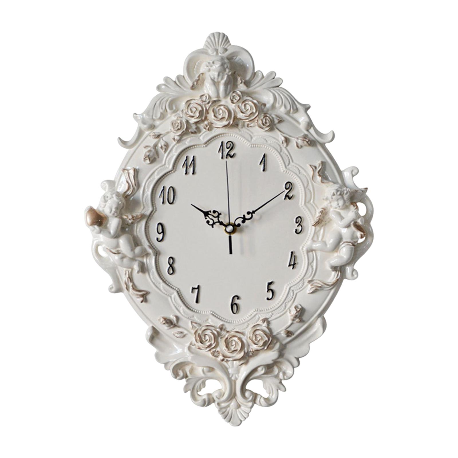 Magideal - Reloj De Pared Decorativo Europeo, Colección Colgante, Decoración De Arte De La Pared, Figuras De Ángeles De Resina Para Inauguración De La Casa, , Beige