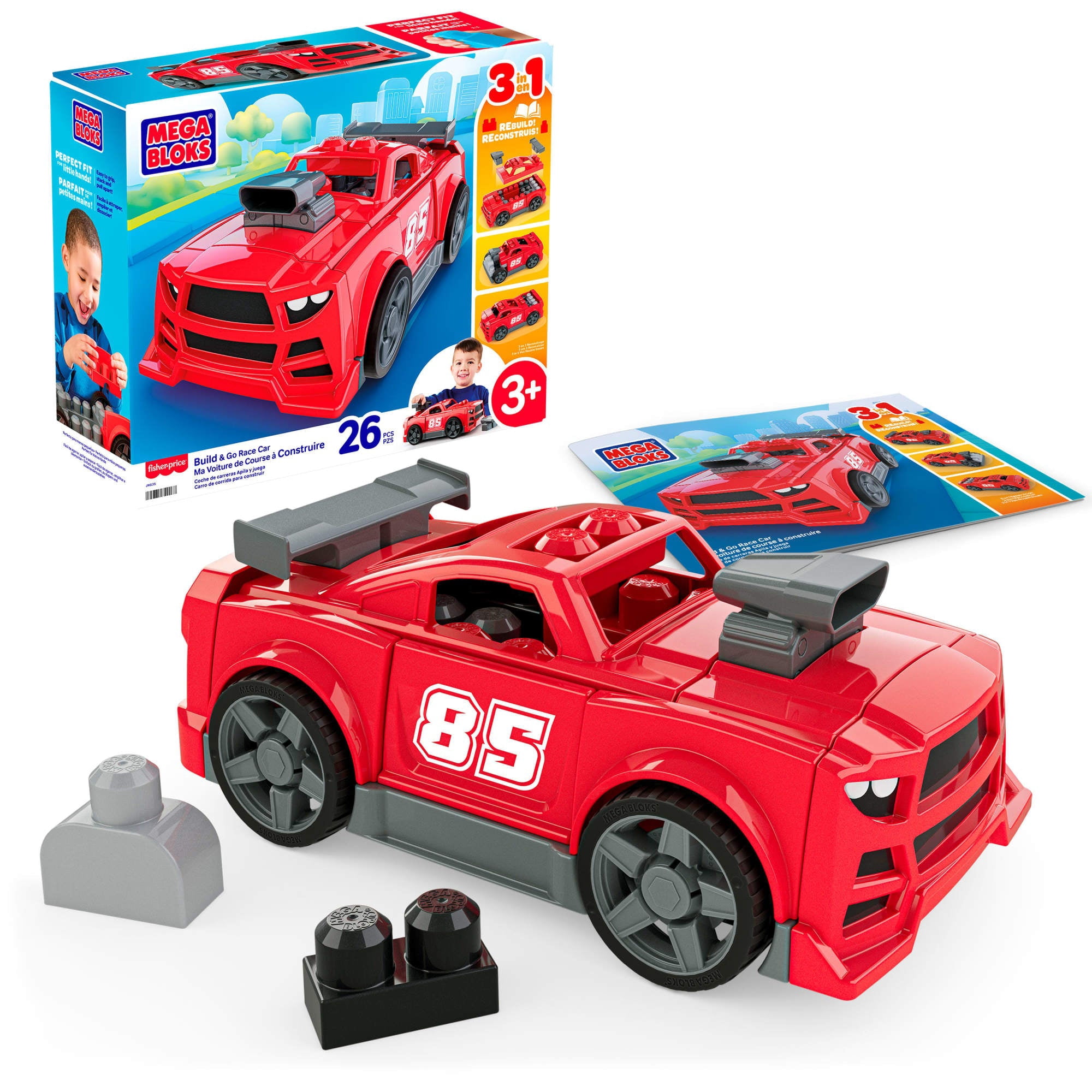 Mattel - Mega Bloks 3 En 1 Auto Arma Y Acelera