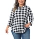 thumbnail image 1 of Agnes Orinda Blusas de Mujer Talla Grande Manga 3/4 con Cremallera Estampado Floral Cuello en V Casual Pullover Tops 3X Blanco, 1 of 6