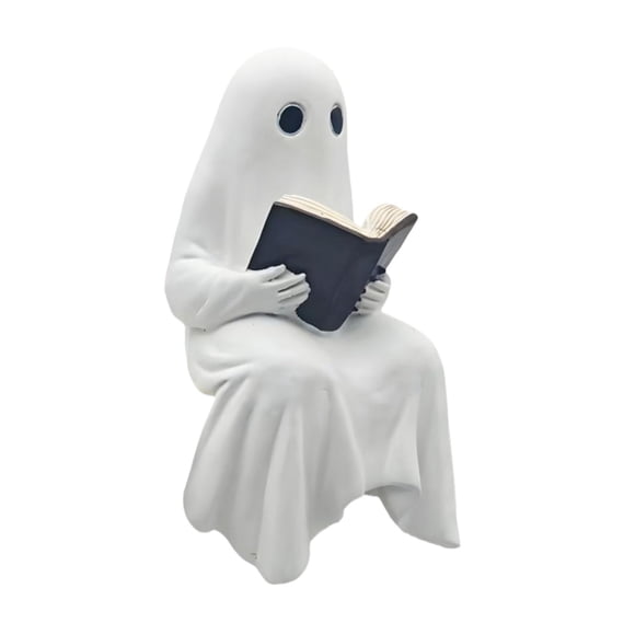 Estatua De Fantasma De Halloween Leyendo Un Libro, Accesorio Para Fotos Navideñas, Figura Malvada Sentada
