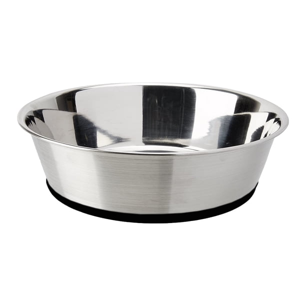 Cuenco de acero inoxidable para perros y gatos, antideslizante, con base de goma antiderrames.