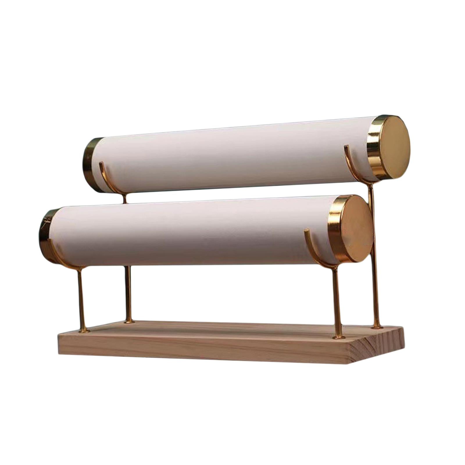 Ioensy - Organizador De Almacenamiento De Exhibición De Pulsera De 2 Niveles Independiente Para Joyería Cuero De Pu Blanco