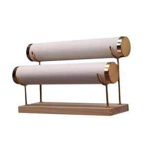 Ioensy - Organizador De Almacenamiento De Exhibición De Pulsera De 2 Niveles Independiente Para Joyería Cuero De Pu Blanco