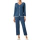 thumbnail image 2 of INSPIRE CHIC Conjunto de Pijama de Mujer de Rayón con Manga Larga y Cuello con Muesca, Ropa de Dormir con Ribete en Contraste, Conjunto de Pantalones Suaves para Estar en Casa L Azul Lago, 2 of 6
