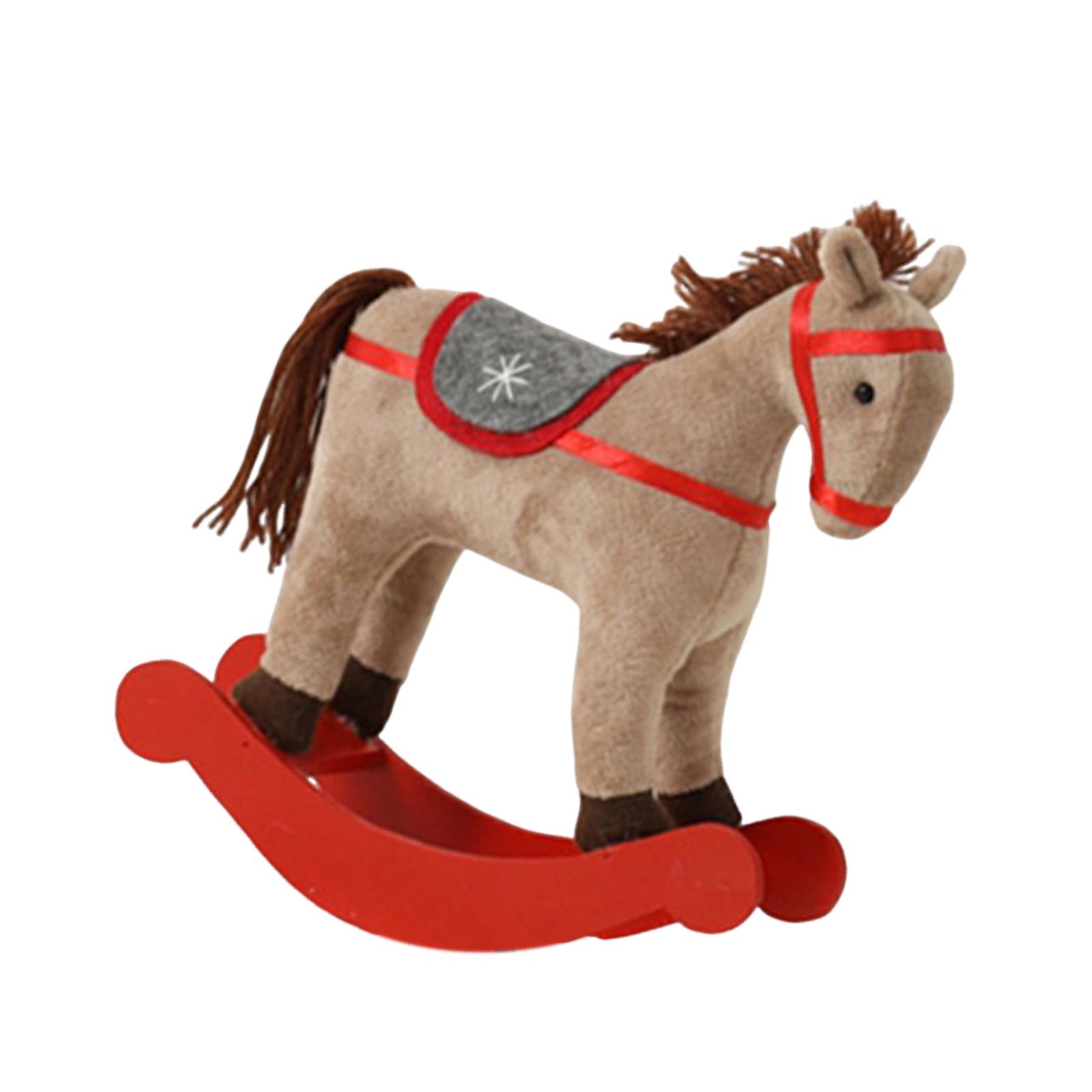Magideal - Caballo Balancín Navidad Juguete Decorativo Infantil Madera Peluche Detalle Artesanal Adecuado Para Niños Celebración Navideña Exhibición Estantería R Marrón