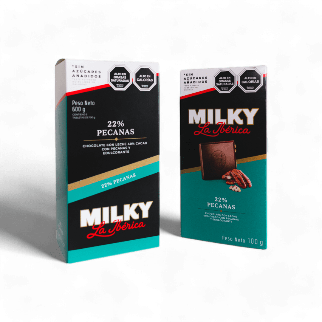 Chocolates La Ibérica - Pack X 6 Chocolate En Barra Milky S/azucar Pecanas 100g La Ibérica