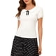 thumbnail image 5 of INSPIRE CHIC Blusa de Mujer con Lazo en el Cuello, Manga Corta Sólida, Cuello Peter Pan, Top Casual de Verano XS Blanco, 5 of 7