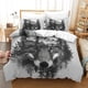 thumbnail image 3 of Fundas de edredón con diseño de lobo feroz para niños y niñas, funda nórdica con estampado 3D minimalista de lobo, funda de edredón de microfibra suave con fundas de almohada, juego de ropa, 3 of 3