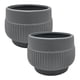 thumbnail image 1 of Set 2 Macetero Maceta Acabado Mate Gris Con Lineas Relieve, 1 of 7