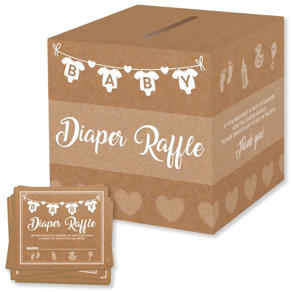 Rifa de Pañales Party Hearty - 50 tarjetas y caja