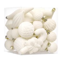 Bothyi - 28 Bolas Navideñas Flocadas Para Decoración Del Hogar, Decoración Navideña Para Fiestas De Año Nuevo, Color Blanco