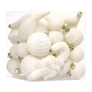 Bothyi - 28 Bolas Navideñas Flocadas Para Decoración Del Hogar, Decoración Navideña Para Fiestas De Año Nuevo, Color Blanco