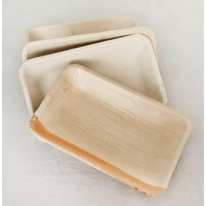 Ecosoulife - Pack De 5 Platos Rectangular Hoja De Palma 100% Biodegradable