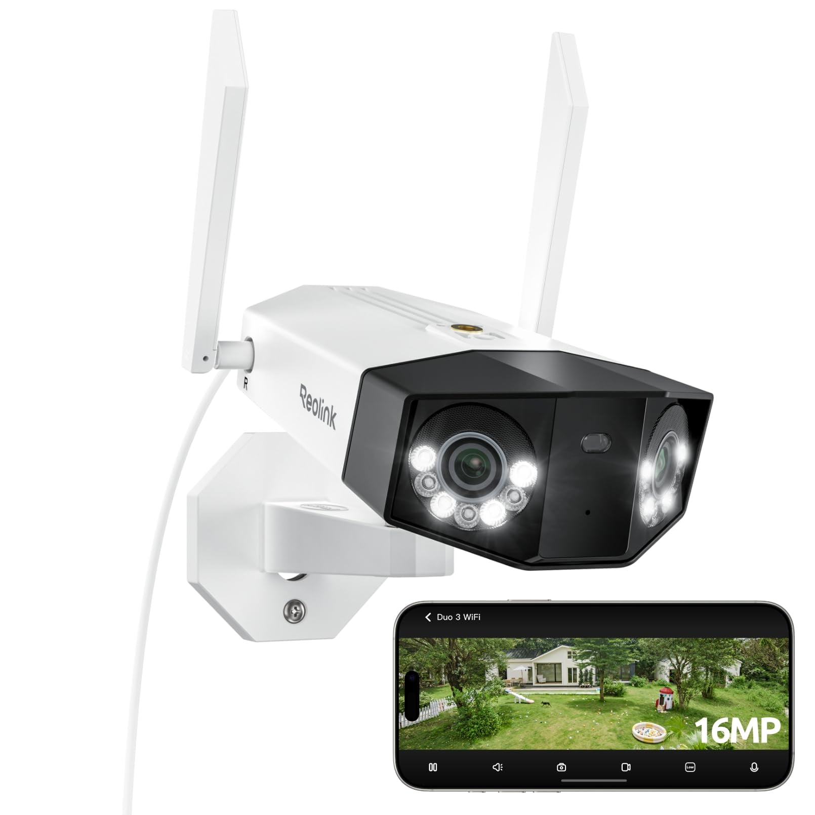 Cámara De Seguridad Reolink Duo 3 Wifi 16mp 180° Ultra-wide Ip67