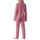 thumbnail image 3 of INSPIRE CHIC Conjunto de Pijama de Manga Larga para Mujer con Botones, Ropa de Dormir con Ribete en Contraste y Pantalones de Cintura Elástica L Rosa, 3 of 6