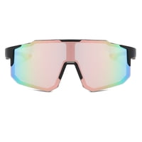 Polasup Gafas Lentes De Sol Gafas De Sol Deportivas Con Lentes Iridiscentes En Tonos Rosados Y Verdes, Montura Negra Con Detalles Rosa. Diseño Aerodinámico, Protección Uv 400