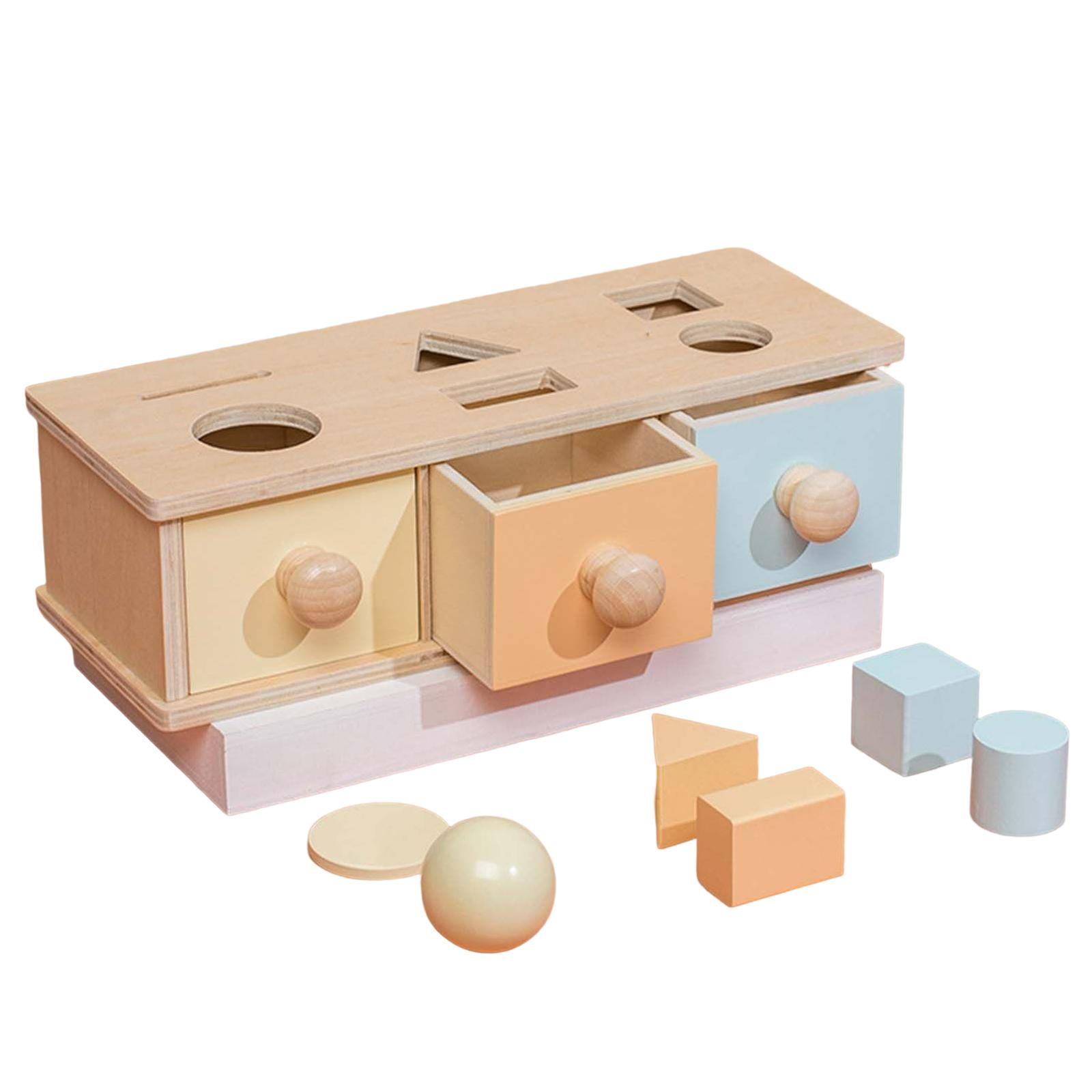 Magideal - Caja De Monedas De Madera, Materiales De Aprendizaje, Juguete De Desarrollo Con Cajón, Caja De Permanencia De Objetos, Para Niños En Edad Preescolar,