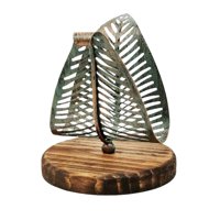 Magideal - Servilletero Con De Hojas Para Mesas, Almacenamiento De Servilletas De Metal Para Cocina, Elegante Dispensador De Toallas De Papel, Verde