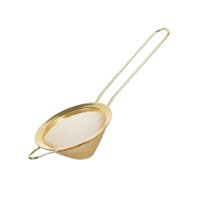 Magideal - Mini Colador De Azúcar Glas, Colador De Malla Cónica Pequeña Con Mango Largo, Colador De Malla Fina, Colador De Té Para Azúcar En Cócteles. Oro