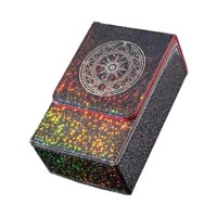 Magideal - Caja De Almacenamiento De Cartas De De Cuero Sintético, Gran Capacidad, Organizador A Prueba De Polvo, Colección, Portátil Y Elegante, Estuche Negro Rojo