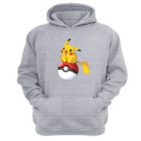 Genérico - Polerón Canguro Pokemón Gris Claro Talla Xl Unisex