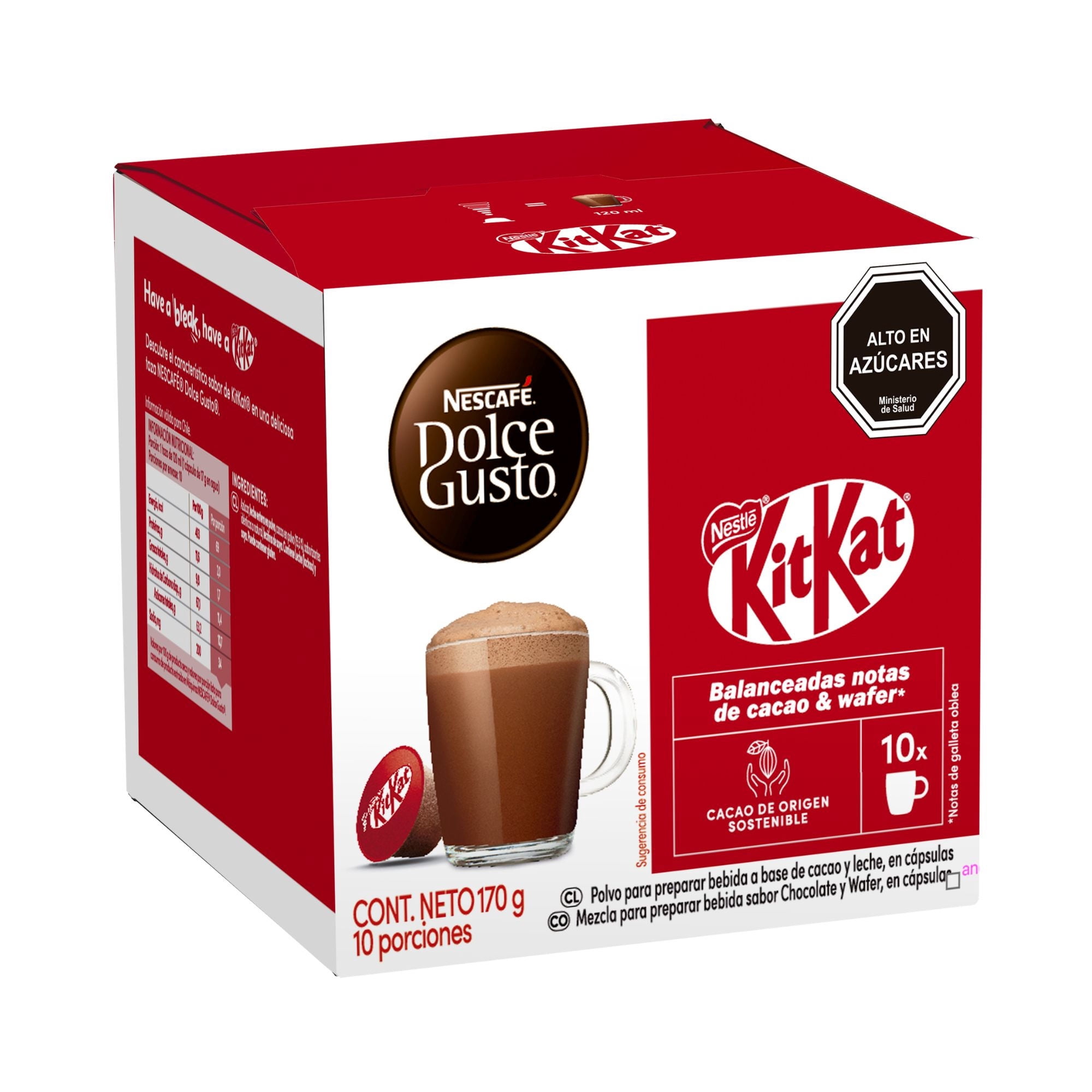 Chocolate Caliente En Cápsulas Kitkat 10 Tazas 170 g Nescafé Dolce Gusto