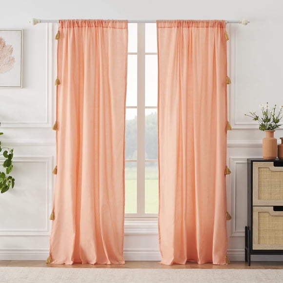 Par de cortinas Greenland Home Monterrey 42 x 213 cm, color coral