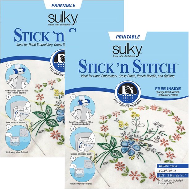 Bundle de 2 paquetes de estabilizador autoadhesivo soluble en agua Stick n Stitch