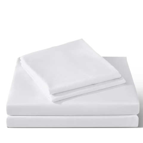 Importclick - Juego Sábanas Algodón Poliéster 200 Hilos + 2 Fundas 2 Pl Blanco