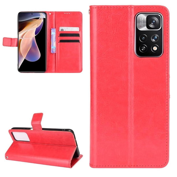 Funda tipo libro para Xiaomi Redmi Note 11 PRO, cartera todo‑en‑uno, funda multifuncional con tarjetero y correa de muñeca desmontable