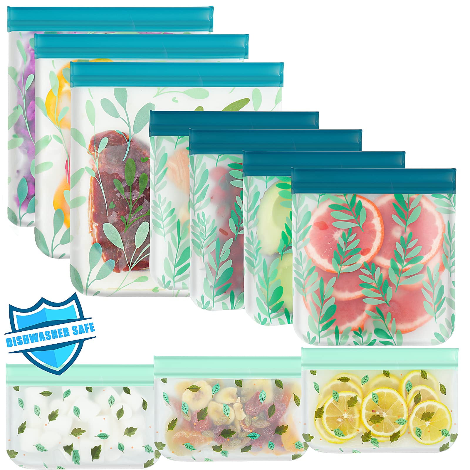 Bolsas Reutilizables Hndnrxue De Silicona, Paquete De 10, Aptas Para Lavavajillas