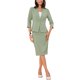 thumbnail image 1 of INSPIRE CHIC Conjunto de Traje de 2 Piezas para Mujer Conjunto de Atuendo de Maestra para Regreso a Clases Blazer sin Cuello de Manga 3/4 Falda Lápiz de Cintura Alta Atuendos de Trabajo Verde L, 1 of 6