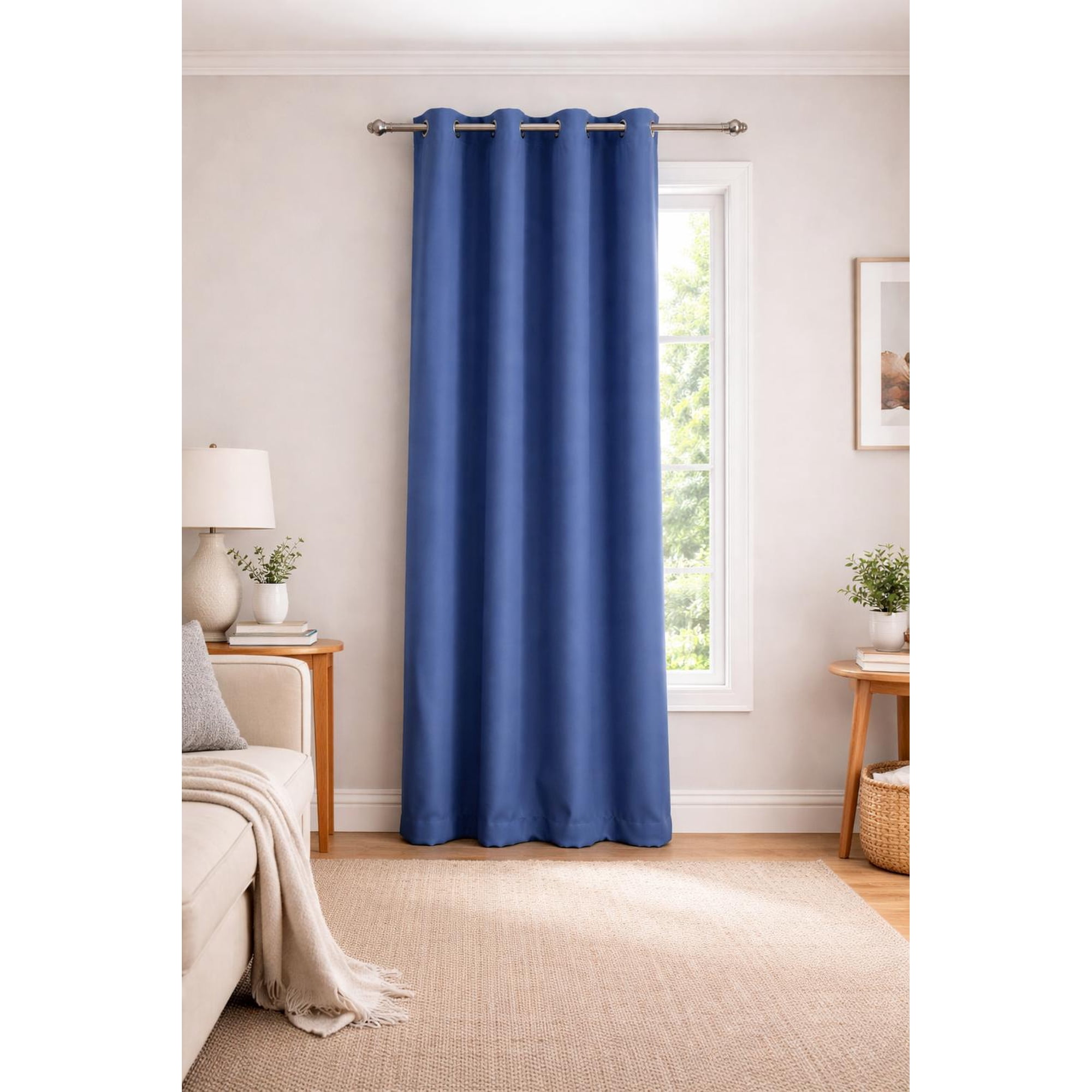 Clems - Cortina 100% Blackout De Tela Engomada 1 Paño Azul