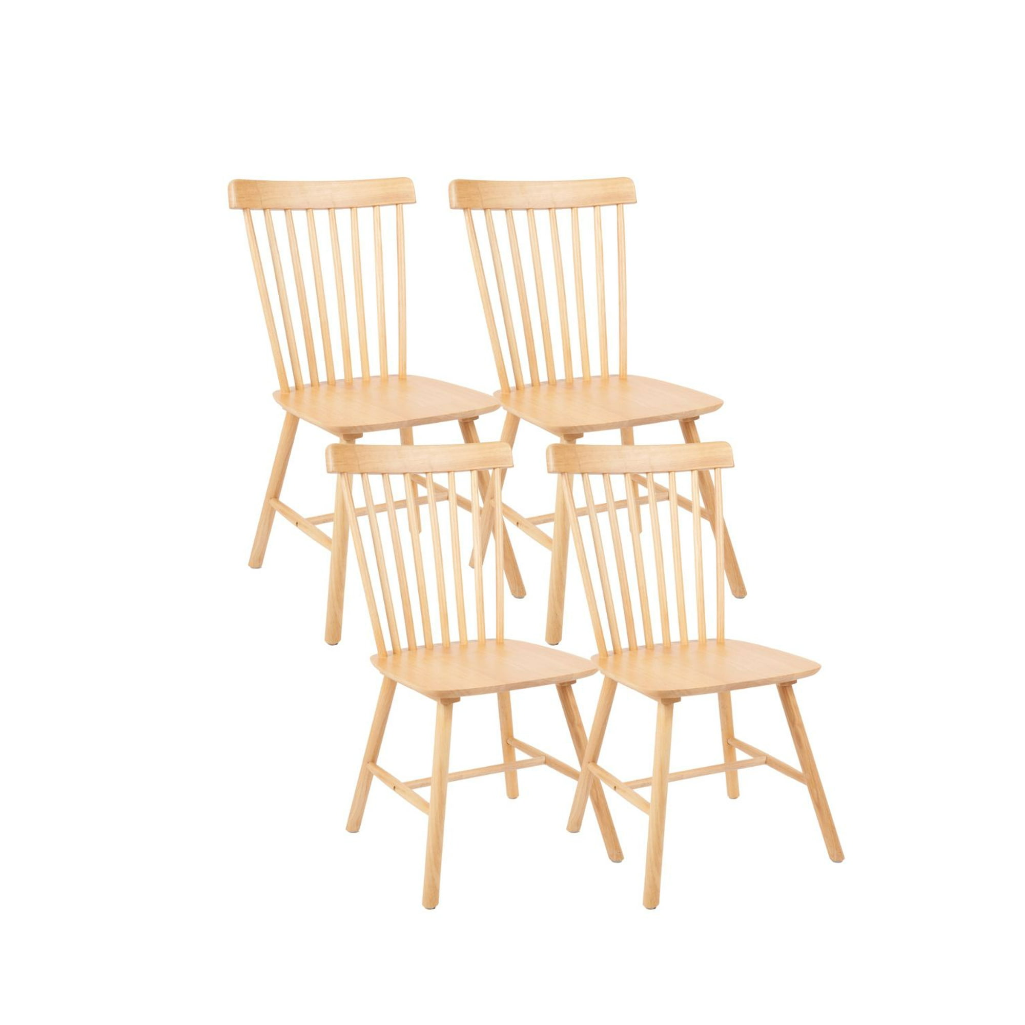 Habita2 Chile - Pack 4 Sillas Windsor Madera Maciza De Alta Calidad Estructura Fuerte Barnizado Semi Matte - Natural