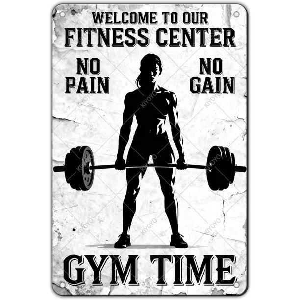 Letrero sala gimnasio terapia fitness vintage metal estaño hierro pintura decoración pared hogar club cueva hombre 30x20 cm