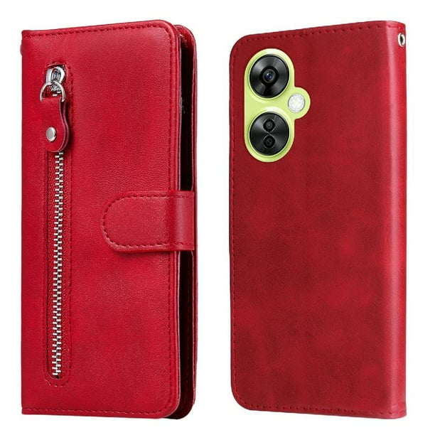 Funda con Cremallera para OnePlus Nord CE 3 Lite, Carcasa Cartera de Cuero PU con Soporte y Tarjetero