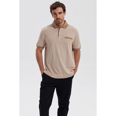 Fashionspark - Polera Hombre Botón Beige