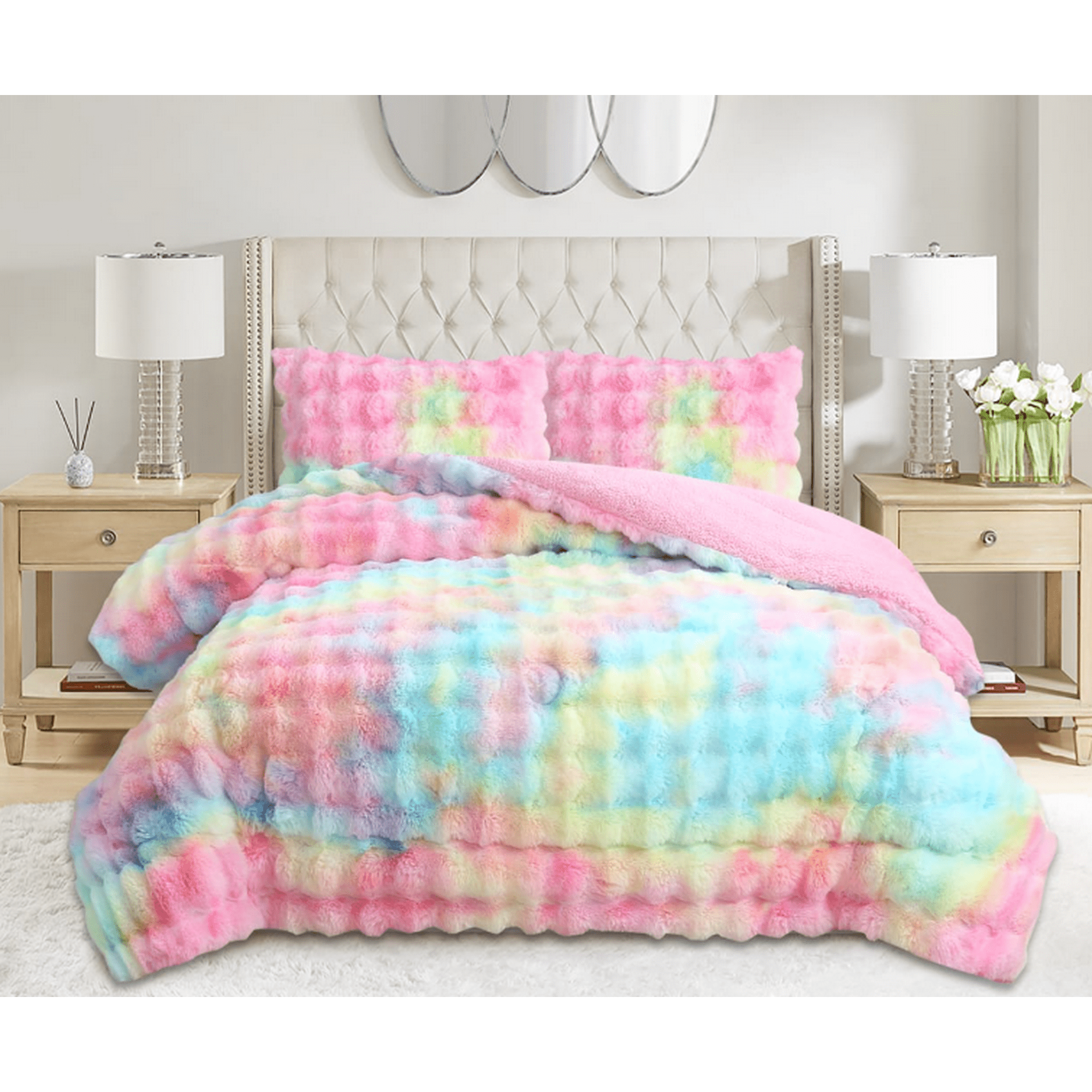 Mundo Shopping - Cobertor Peludo De Felpa Con Chiporro 2 Plazas Multicolor