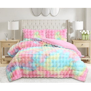Mundo Shopping - Cobertor Peludo De Felpa Con Chiporro 2 Plazas Multicolor