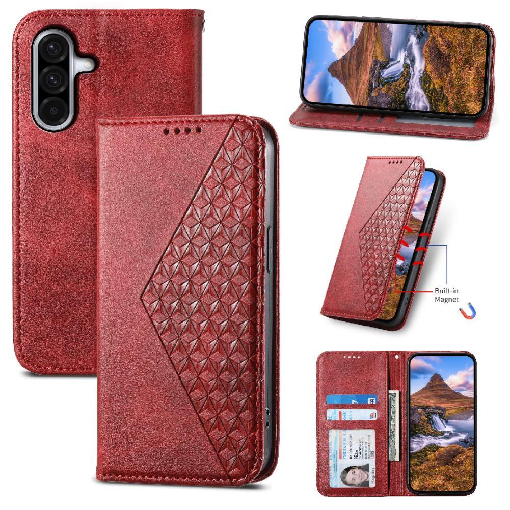Funda Flip Foxdock Para Samsung Galaxy A56 , Estilo Billetera Con Diseño Rombo, Correa De Mano Y Soporte, Uso Diario