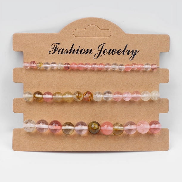 3pcs/set Colorful Natural Stone Beads Bracelets - Stretchable Bangle Jewelry Gift for Women