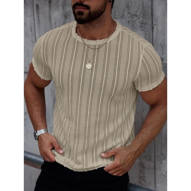 Polera Hombre Manga Corta Tejida Cuello Redondo Casual 0275