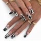 thumbnail image 1 of 24 uñas postizas largas de bailarina francesa con diseño de ataúd, color blanco y negro, con limas adhesivas., 1 of 7