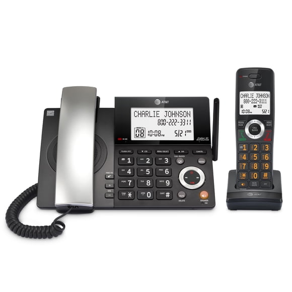 Teléfono residencial AT&T DECT 6.0 con cable/inalámbrico con contestador automático