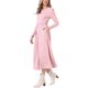 thumbnail image 4 of INSPIRE CHIC Vestido Maxi de Punto Acanalado para Mujer con Frente Plisado de Cintura Alta y Manga Larga A-Line XL Rosa, 4 of 6