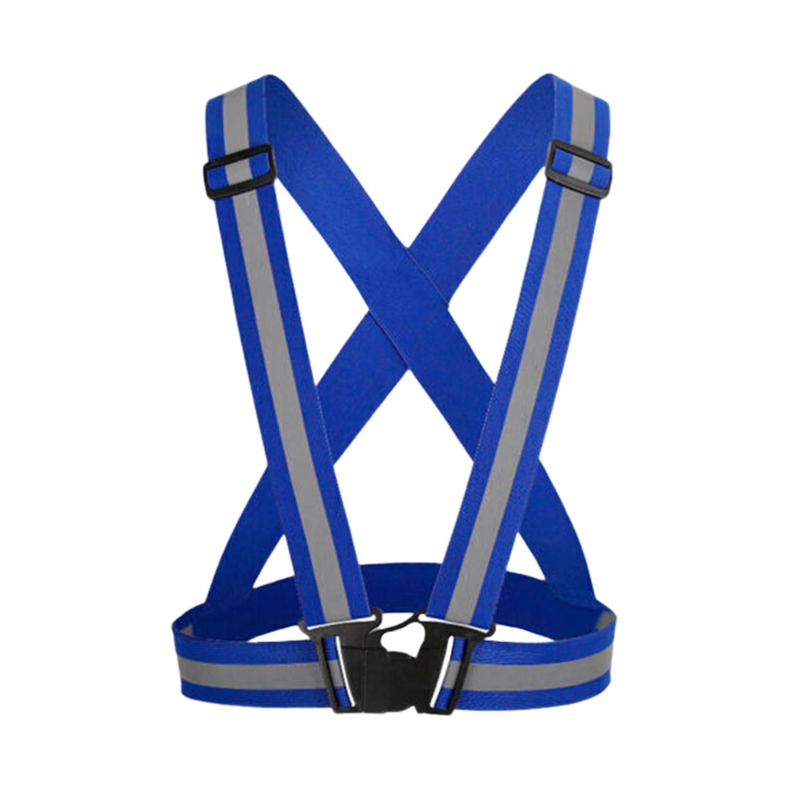 Magideal - Chaleco De Seguridad Chaleco De Trabajo Reflector Ajustable Chaleco De Advertencia Correas Elásticas Cinturón Reflectante Para Montar Caminar Deportes Azul