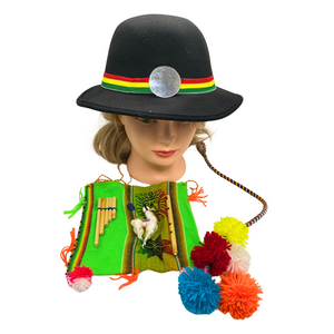 Genérico - Set 3 Accesorios Nortinos Tradicionales Gorro Bolso Pom Pom Fiestas Patrias