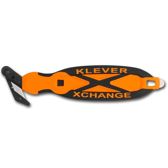 Cuchillo utilitario Box Cutter Klever XChange Safety Cutter, color naranja